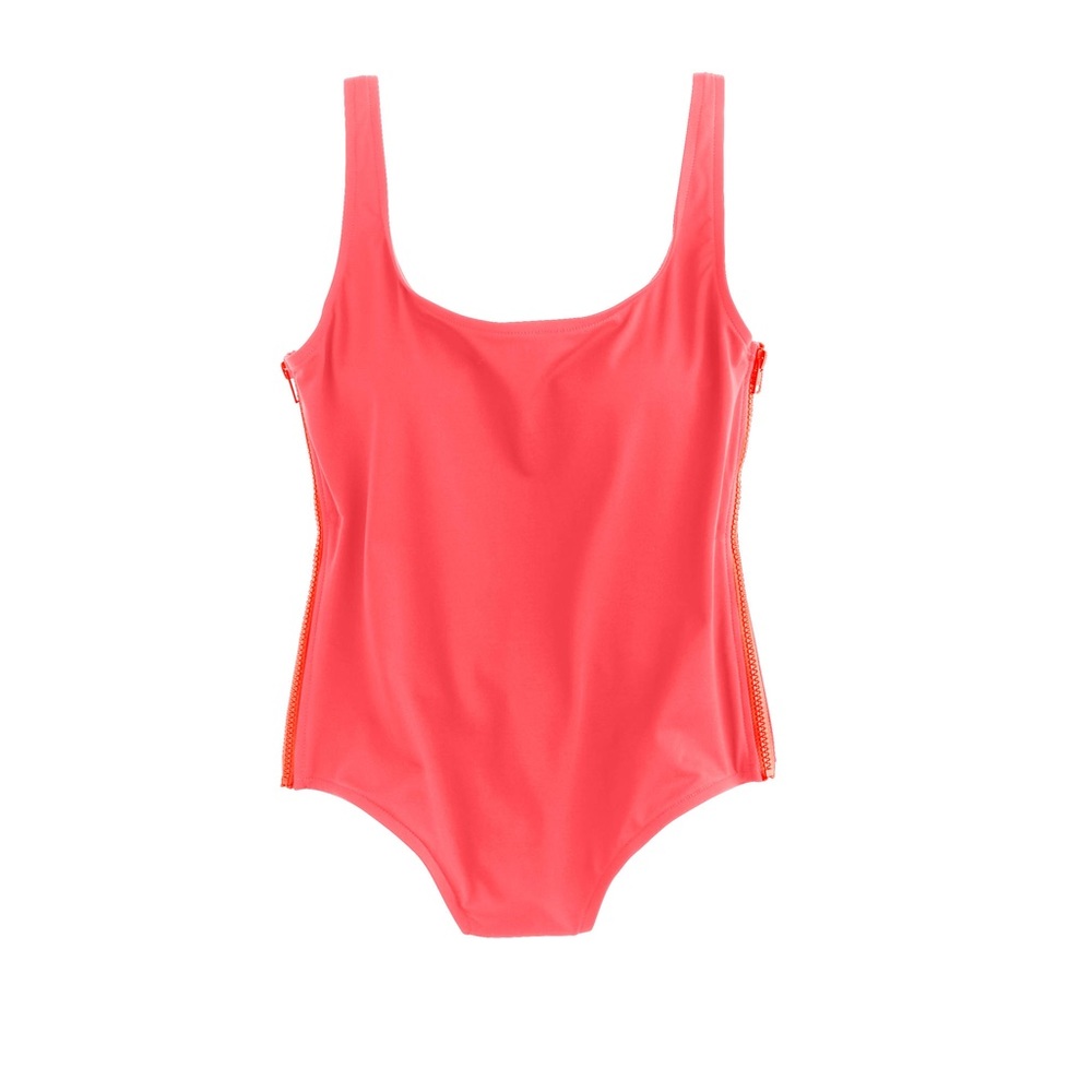 J. Crew Neon Rose Side Zip One Piece Swimsuit